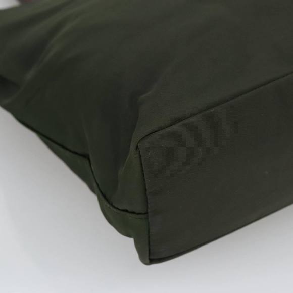 PRADA Tote Bag Nylon Khaki Brown Silver Auth 102966 - Picture 14 of 16